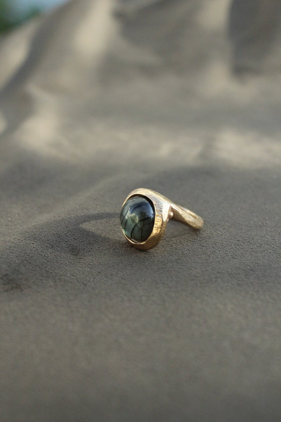 The Witcher Gold Ring Distressed Ring Labradorite Ring Raw - Etsy