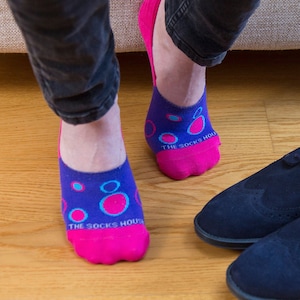 Multi Dots Design Footie, Pink Polka Dots Patterned Ankle Socks, Bed Socks, Sneaker Socks, Short Socks, Ladies Socks, Cozy Socks