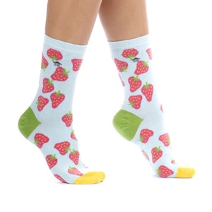 Strawberry Design Socks,Strawberry Pattern Womens Socks, Colorful Socks, Fruit Socks, Fun Socks