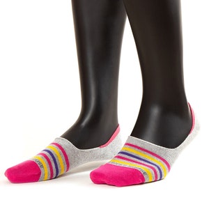 Colored Stripes Design Footie, Colorful Striped Ankle Socks, Casual Socks, Cotton Socks, Cozy Socks, Comfortable Socks, Sneaker Socks