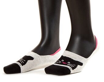 Cat Face Ankle Socks, Cotton Blend Short Socks