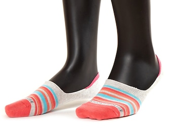 Multi Color Stripes Design Footie, Multicolor Striped Ankle Socks, Cozy Socks, Bed Socks, Casual Socks, Footie Socks, Colorful Socks