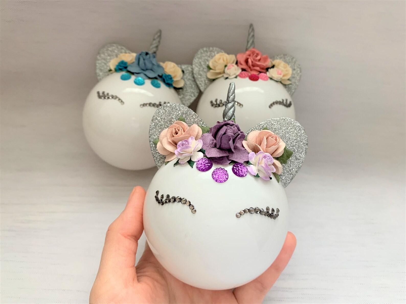 Unicorn Xmas balls Handmade Christmas ornaments Nursery Etsy