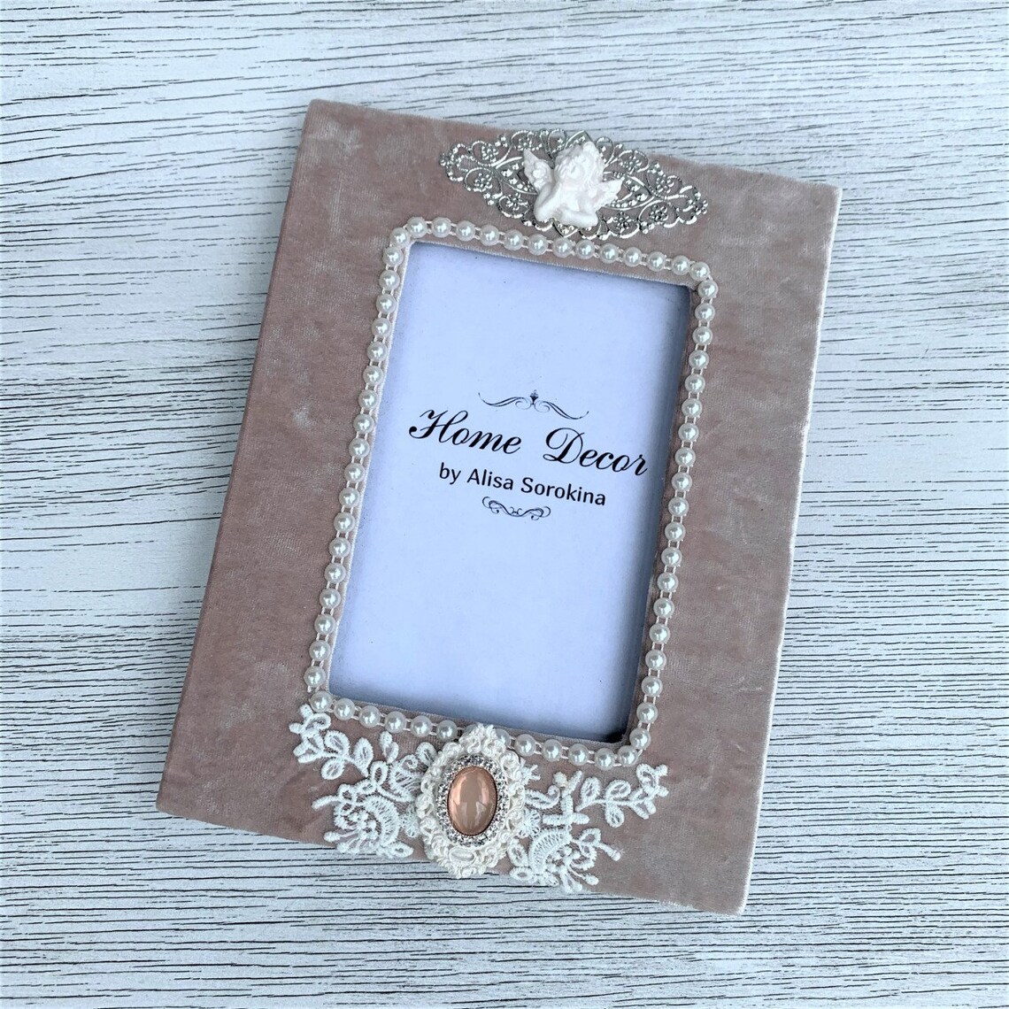 Handmade velvet photo frame Vintage style picture frame Etsy