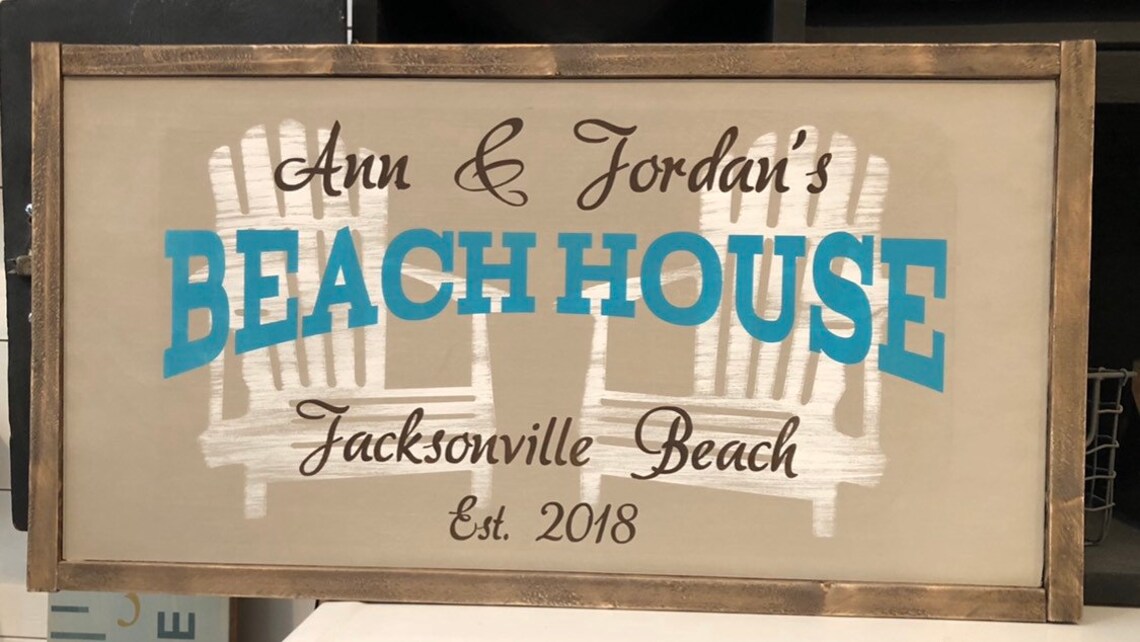 Personalized Beach House Wood Sign 12 x 24 Etsy