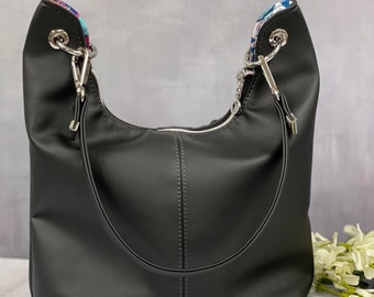 Slouchy Shoulder Bag, Black Hobo Bag, Black Shoulder Bag