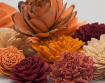 Sola Wood Flowers, Peach/Win/Coral/Golden Sunset/Raw Sola Flowers, DIY Crafts, Forever Flowers, Craft Kit, Table Decor, Farmhouse Home Decor