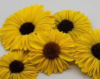 Sunflower Sola Wood Flowers, Wood Flowers, 10 cnt Sunflowers, DIY Crafts, Craft Kit, Crafts for Home, Kid's Craft Ideas, DIY Wedding Flowers