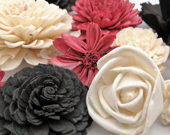 Sola Wood Flowers, Black/Wine/Ivory Wood Flowers, Sola Flowers, DIY Crafts, Craft Kit, Crafts for Home, Kid's Craft Ideas, Sola Craft Kit