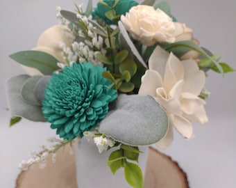 Sola Wood Flower Arrangement, Wood Flower Home Decor, Flower Bouquet, Chic Home Decor, Teal Flowers, Anniversary Gift, Wood Wedding Flowers