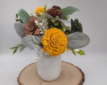 Wood Flower Arrangement, Wooden Flower Bouquet, Sola Flower Decor, Wood Anniversary Gift, Farmhouse Decor, Sola Home Decor, Wedding Flowers