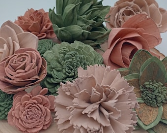 Bulk Wooden Flowers, Dark Green Wooden Flowers, Mauve wood flowers, Sola Wood Flower Decor, Wooden Flowers, Wood Flowers, Bulk Solas