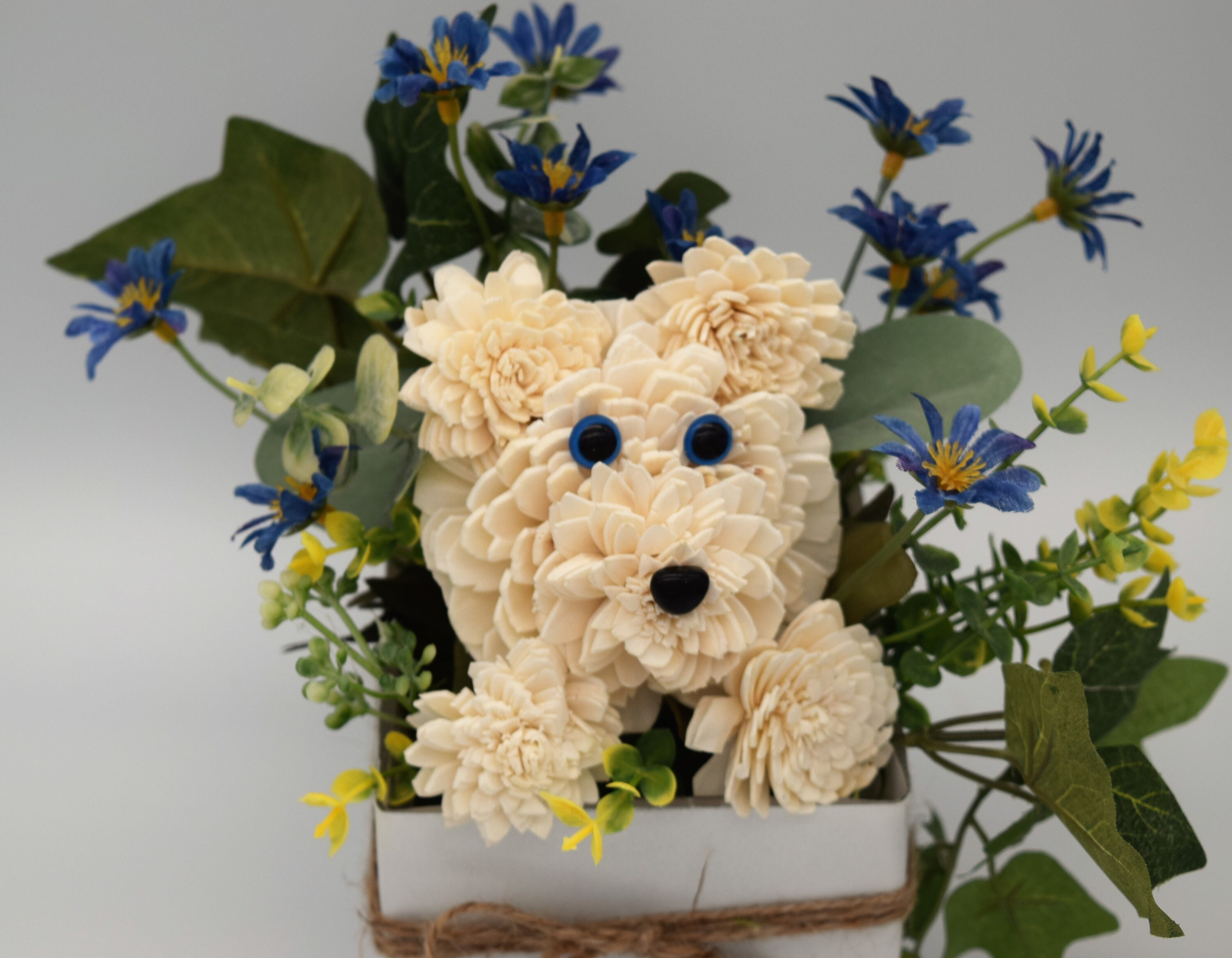 Sola Flower Puppy Dog Flower Arrangement Sola Wood Flower Etsy