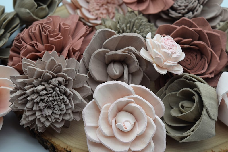 Sola Wood Flowers, Romantic Mix Sola Flowers, Wooden Flowers Bulk, Wooden Flowers, DIY Sola Decor, Bulk Sola Flowers, Blush Wedding Flowers, image 3