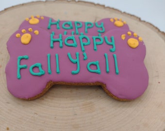 Happy Fall Y'all 3pk, Fall Dog Cookies, Fall Dog Bone, Dog Bakery, Pet Treats, Peanut Butter Treats, Autumn Treat, Dog Cookie