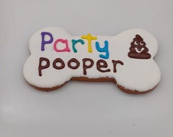 Party Pooper Cookies, Dog poop cookie, Small Batch Dog Treat, Birthday Treats, Dog Bakery, artisan dog treats, Gourmet Dog Biscuits