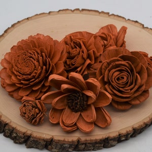 Sola Wood Flowers, Burnt Orange Flowers, DIY Crafts, Craft Kit, Home Decor, Crafts for Adults, Craft Supplies, Burnt Orange Wooden Flowers image 3