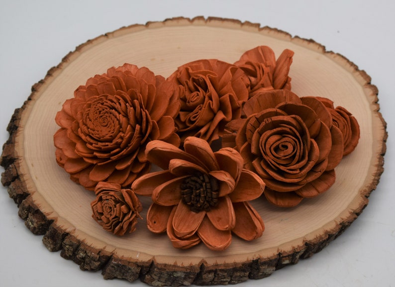 Sola Wood Flowers, Burnt Orange Flowers, DIY Crafts, Craft Kit, Home Decor, Crafts for Adults, Craft Supplies, Burnt Orange Wooden Flowers image 3