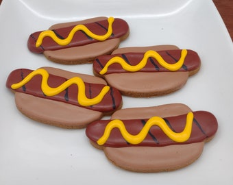 Doggie Hot Dogs 3pk, Gourmet Pet Treat, Dog Treats, Dog Cookies, Dog Bakery Treat, Pet Treats, Cookies, Summertime Dog Treat, Summer Cookies