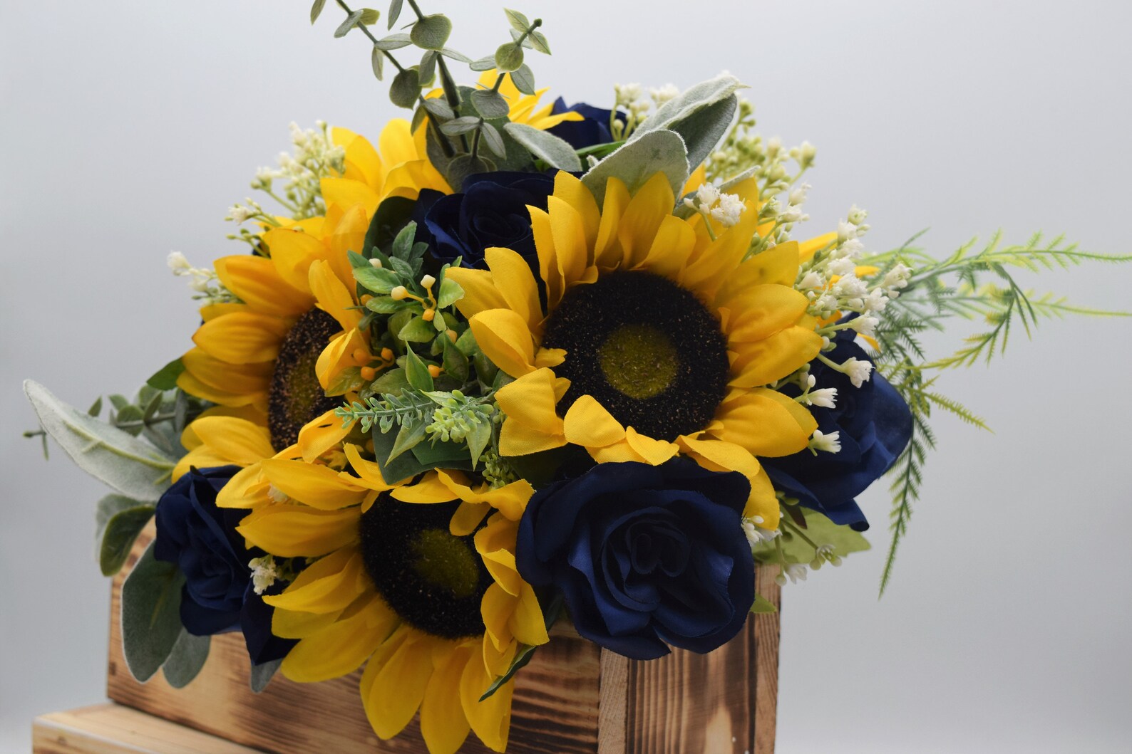Sunflower & Rose Bouquet Sunflowers and Navy Rose Sunflower Etsy