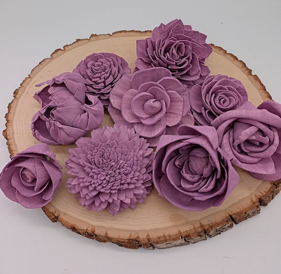 Sola Wood Flowers, Purple Wooden Flowers, DIY Crafts, Home Decor