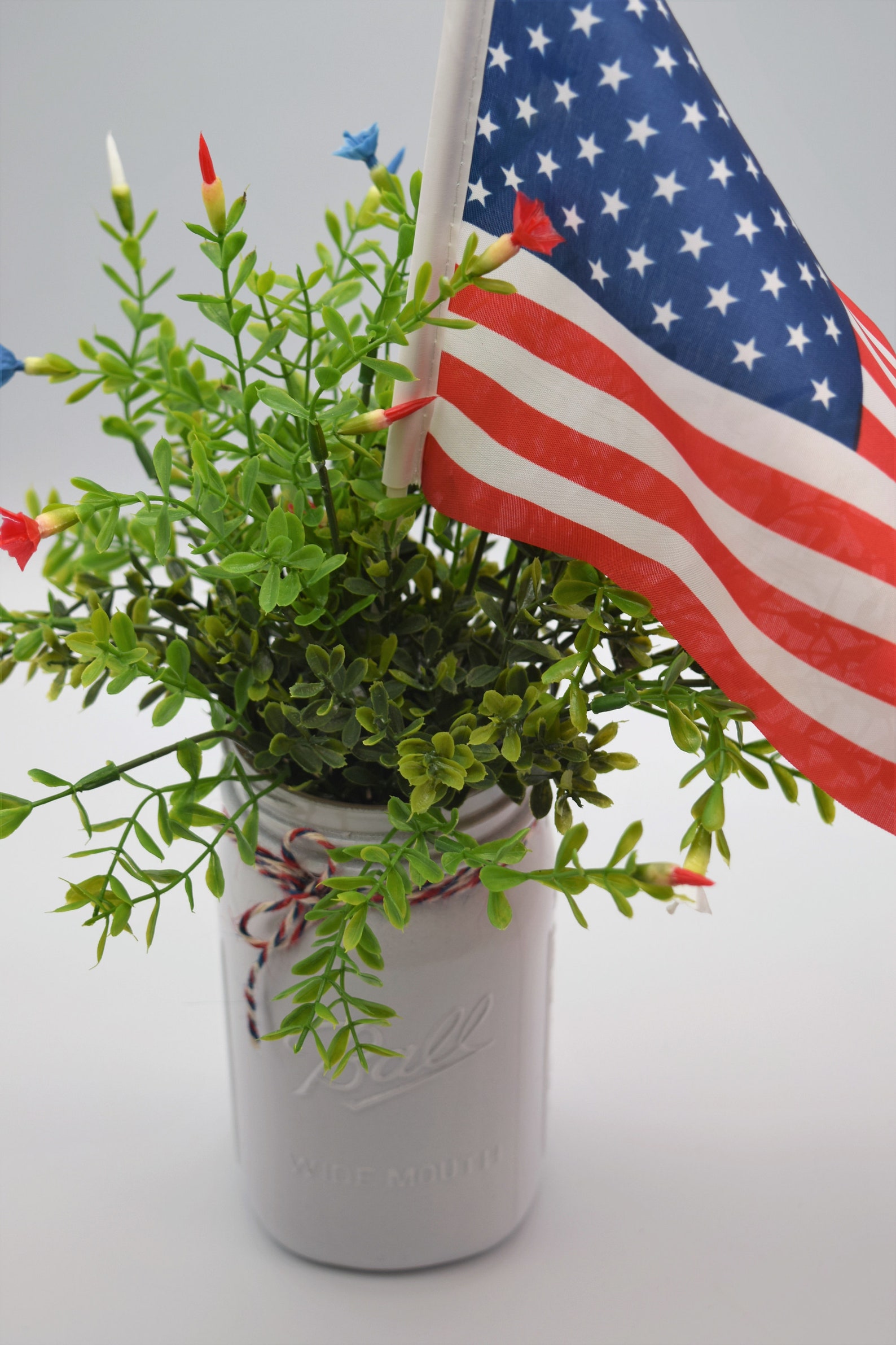 Mason Jar Home Decor Red White &amp; Blue USA Decor USA Flag - Etsy