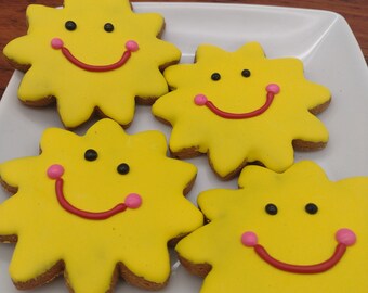 Summertime Dog Cookies, Sunshine Dog Cookies, Cheerful Dog Treats, Peanut Butter Dog Cookies, Summer Dog Cookies, Dog Bakery treats