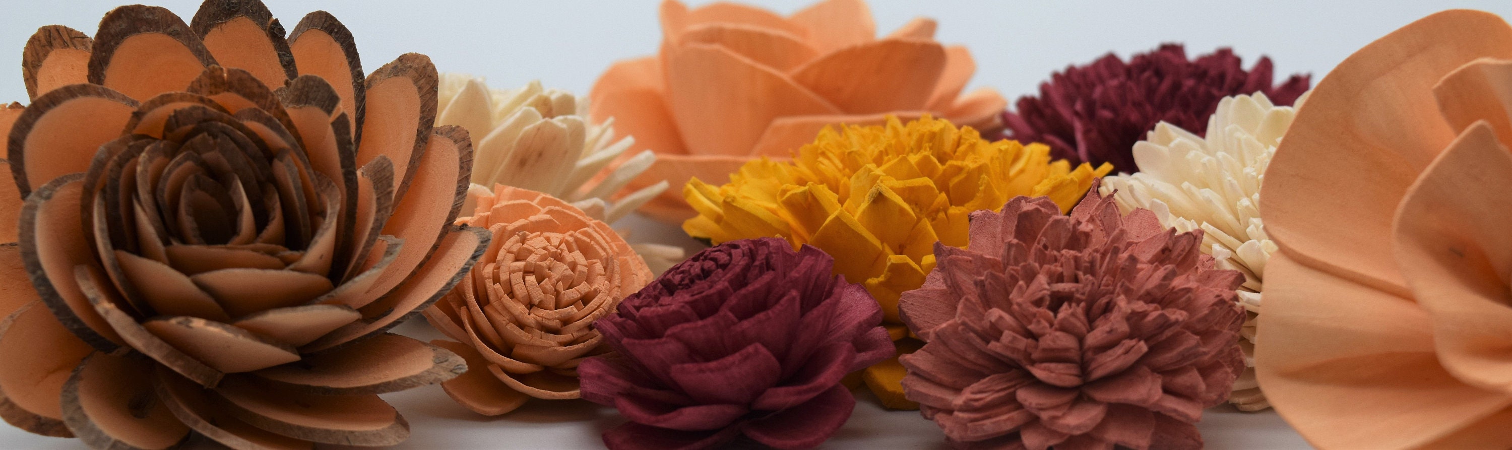 Sola Wood Flowers, Peach Flowers, Wine Burgandy Sola Flowers