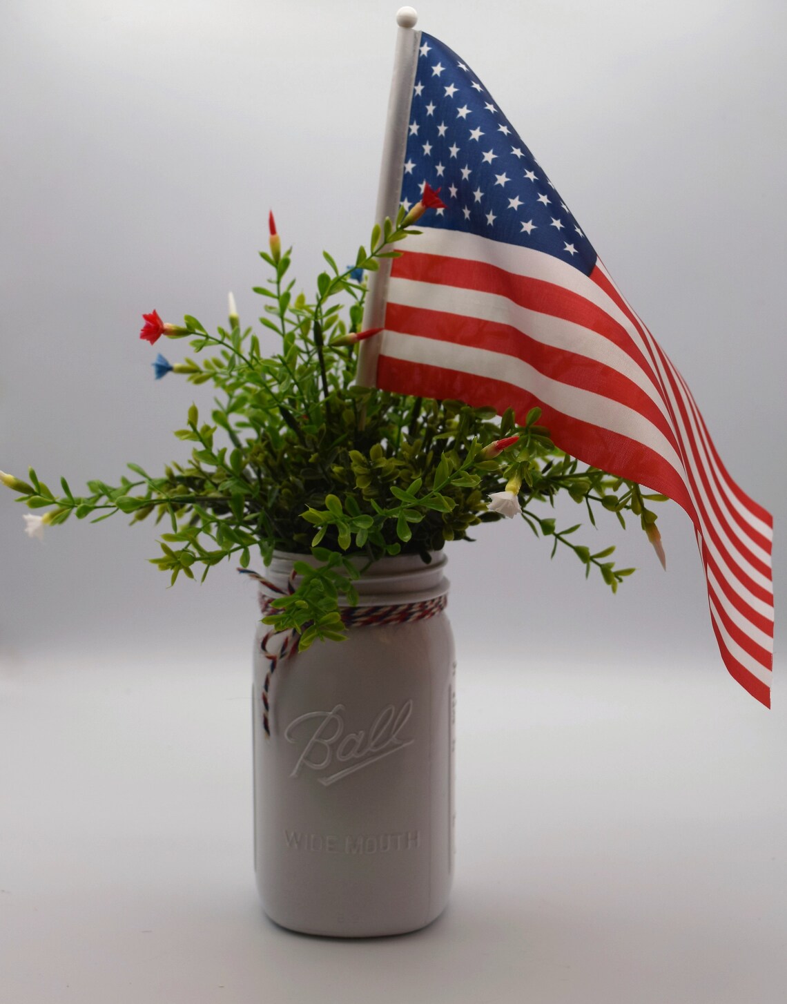 Mason Jar Home Decor Red White &amp; Blue USA Decor USA Flag - Etsy