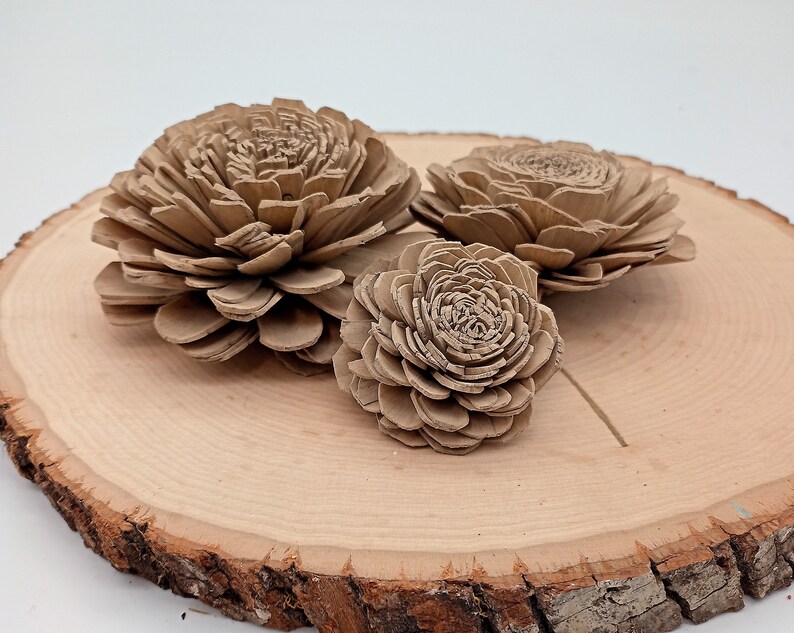 Bulk Wooden Flowers, Taupe Wooden Flowers, Rustic wood flowers, Sola Wood Flower Decor, Wooden Flowers, Wood Flowers, Taupe Flower Decor image 4