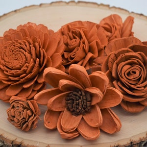 Sola Wood Flowers, Burnt Orange Flowers, DIY Crafts, Craft Kit, Home Decor, Crafts for Adults, Craft Supplies, Burnt Orange Wooden Flowers image 2