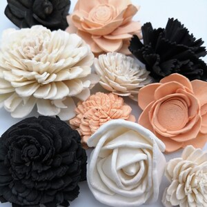 Sola Wood Flowers, Black/Peach/Ivory Wood Flowers, Sola Flowers, DIY Crafts, Craft Kit, Crafts for Home, Kid's Craft Ideas, Sola Craft Kit image 3