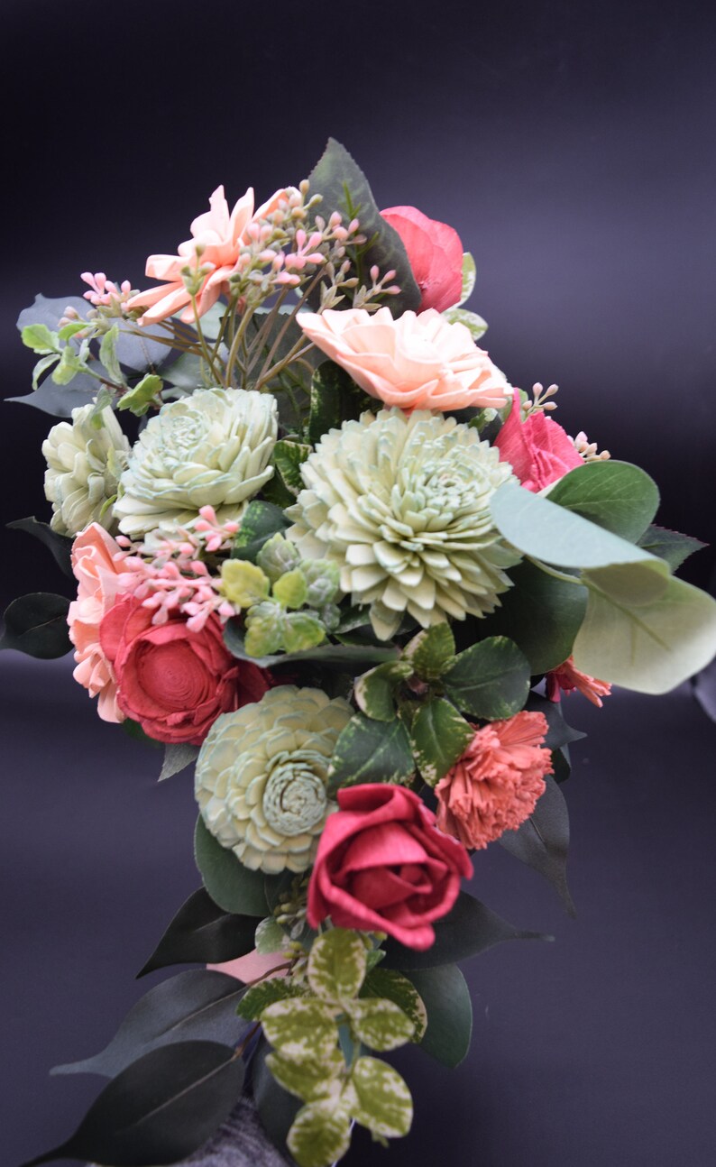 Cascading Bridal Bouquet Sola Flower Bouquet Pink Wedding Etsy