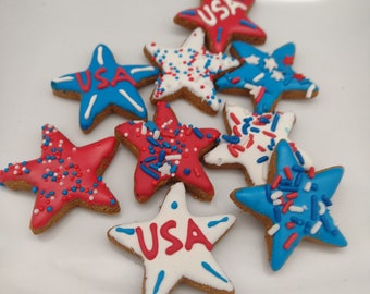 Small 4th of July Dog Cookies, Red white & blue, Dog Cookies, Dog Treats, Peanut Butter Dog Cookies, Summer Dog Cookies, Dog Bakery treats