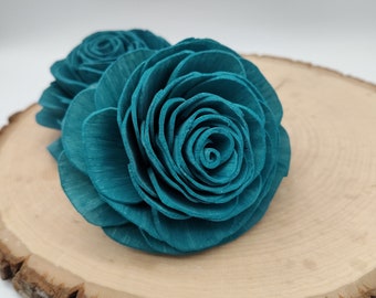 Sola Wood Flowers, Teal Roses, Teal Wood Flowers, Sola Wood Roses, 2" Wood Flowers, DIY Wedding Decor, Bulk Sola Roses, Teal Flowers