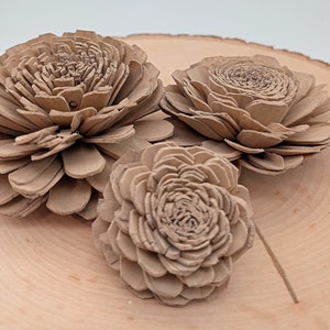 Fleurs en bois en vrac, Fleurs en bois Taupe, Fleurs en bois rustiques, Décoration de fleurs en bois de Sola, Fleurs en bois, Fleurs en bois, Décor en fleurs taupe image 1