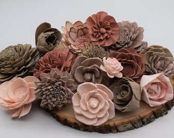 Sola Wood Flowers, Romantic Mix Sola Flowers, Wooden Flowers Bulk, Wooden Flowers, DIY Sola Decor, Bulk Sola Flowers, Blush Wedding Flowers,