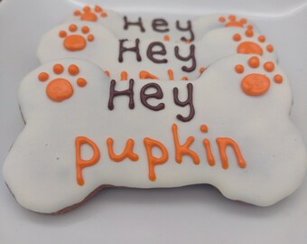 Fall Dog Bone, Large Dog Cookies, Hey Pupkin Cookie, Thanksgiving Treats, Grain Free Dog Treat, Pupkin Dog Treat, Decorated Dog Cookies