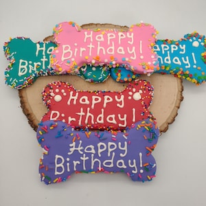 Happy Birthday Dog Bone, Large Dog Treat, Colorful Birthday Cookies, Dog Birthday, Dog Bakery, Birthday Treat for Dog, Peanut Butter Treat