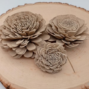 Fleurs en bois en vrac, Fleurs en bois Taupe, Fleurs en bois rustiques, Décoration de fleurs en bois de Sola, Fleurs en bois, Fleurs en bois, Décor en fleurs taupe image 2