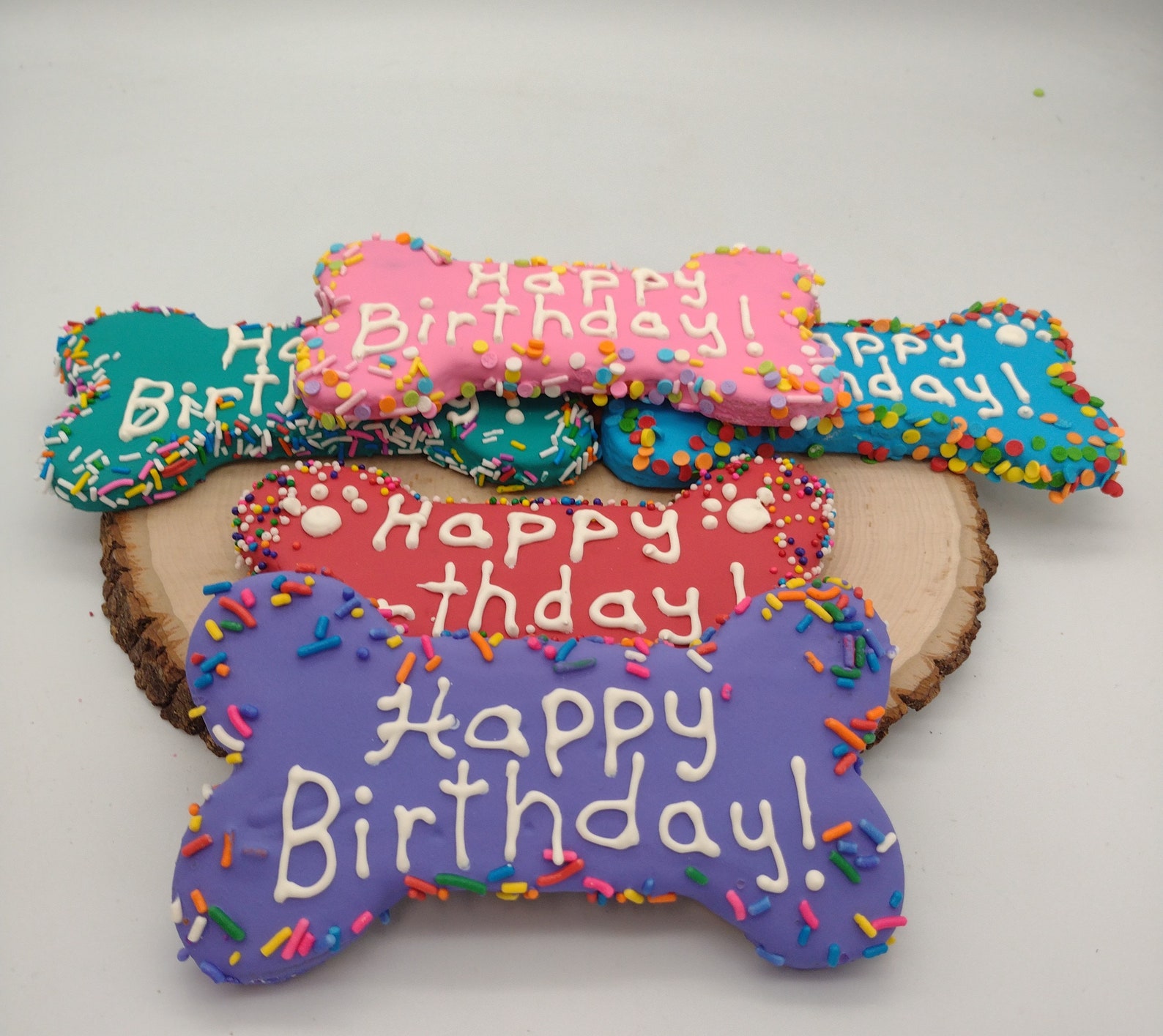 Happy Birthday Dog Bone Large Dog Treat Colorful Birthday Etsy