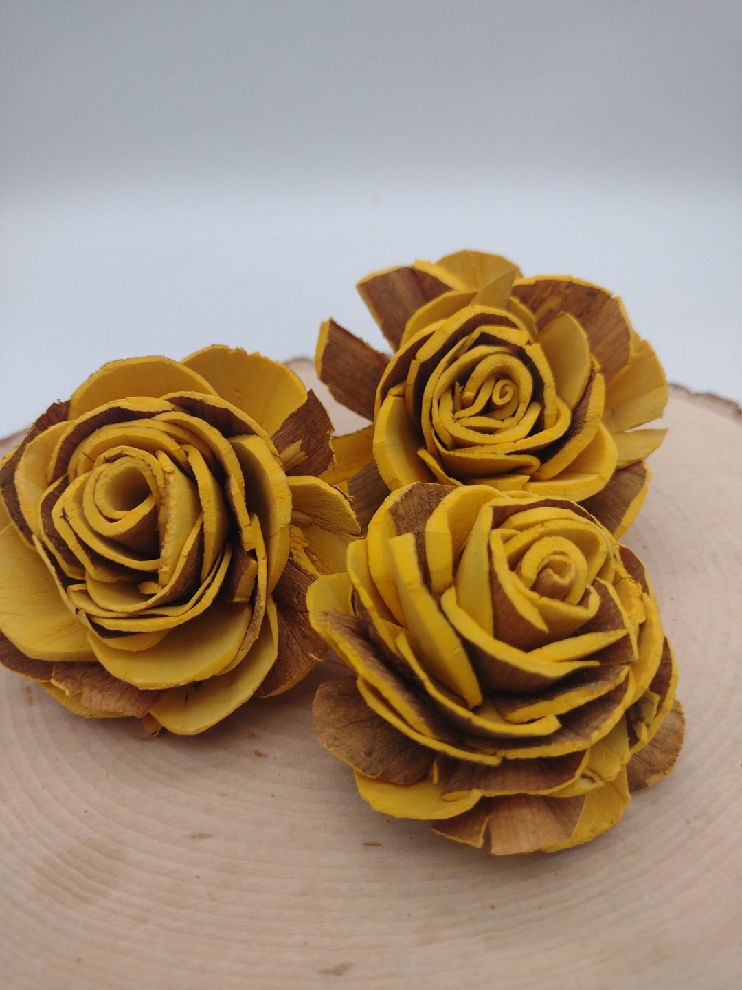 Rustic Sola Wood Flowers, Gold Rose Flowers, Wooden Rose Flowers, Bulk