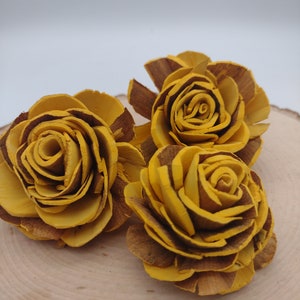 2" Rustic Sola Wood Flowers, Gold Rose Flowers, Wooden Rose Flowers, Bulk Wooden Flowers, Wedding Flowers, Cake Topper Flowers, Sola Flowers