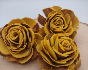 2" Rustic Sola Wood Flowers, Gold Rose Flowers, Wooden Rose Flowers, Bulk Wooden Flowers, Wedding Flowers, Cake Topper Flowers, Sola Flowers