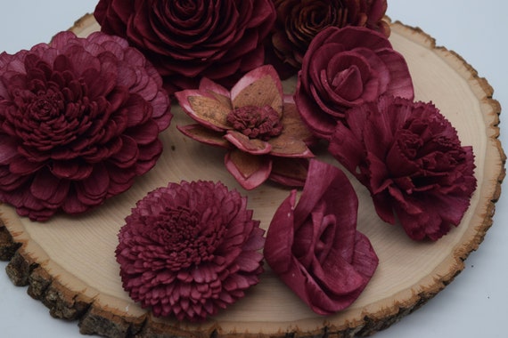 Wine Sola Wood Flowers, Wooden Sola Flowers, Forever Flowers, DIY