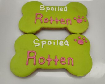 Dog Bone Cookie 3pk, Funny dog Sayings, Spoiled Rotten Dog, Dog Cookies, Dog Bakery, Pet Treats, Gourmet Treats, Artisan Dog bakery Treats