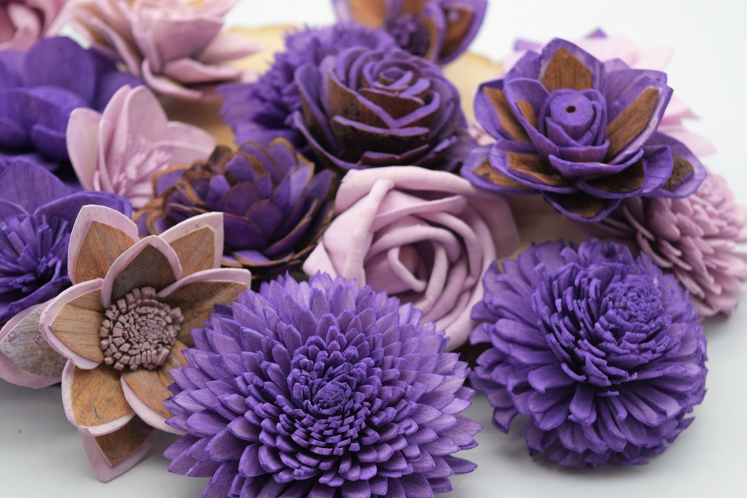 Lavender Sola Wooden Flowers, Purple Wooden Flowers, Bulk Sola Flowers