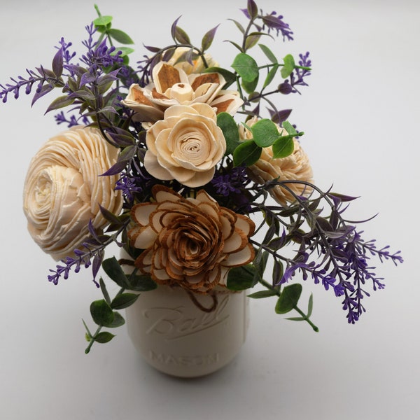 Sola Wood Flower Arrangement, Wooden Flowers, Wood Bouquet, Rustic Flowers, Farmhouse Decor, Rustic Wood Flowers, Lavender Arrangement