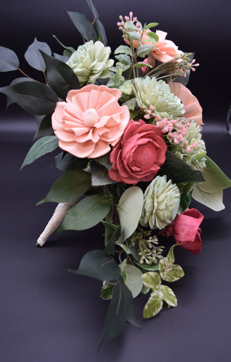 Cascading Bridal Bouquet Sola Flower Bouquet Pink Wedding Etsy