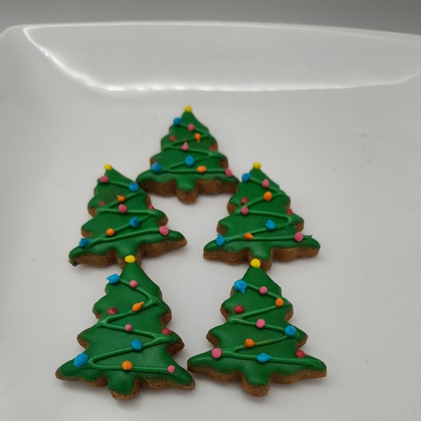 Small Christmas Tree Cookies for Dogs, Holiday Cookies, Small Holiday Dog Treat, Christmas Pet Gift, Christmas Treats, Pet Christmas Cookies